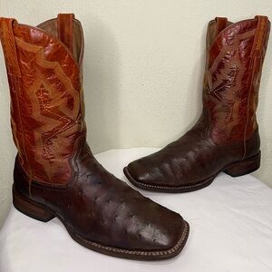 Authentic ARIAT Men’s Square Toe Full Quill Ostrich Cowboy Western Boots Sz 10 D